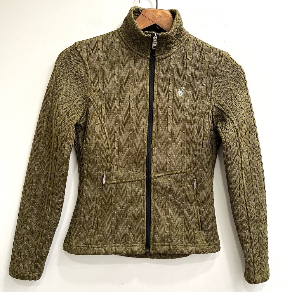 Spyder Core Major Cable Stryke Sweater Full Zip Jacket Green Size XS